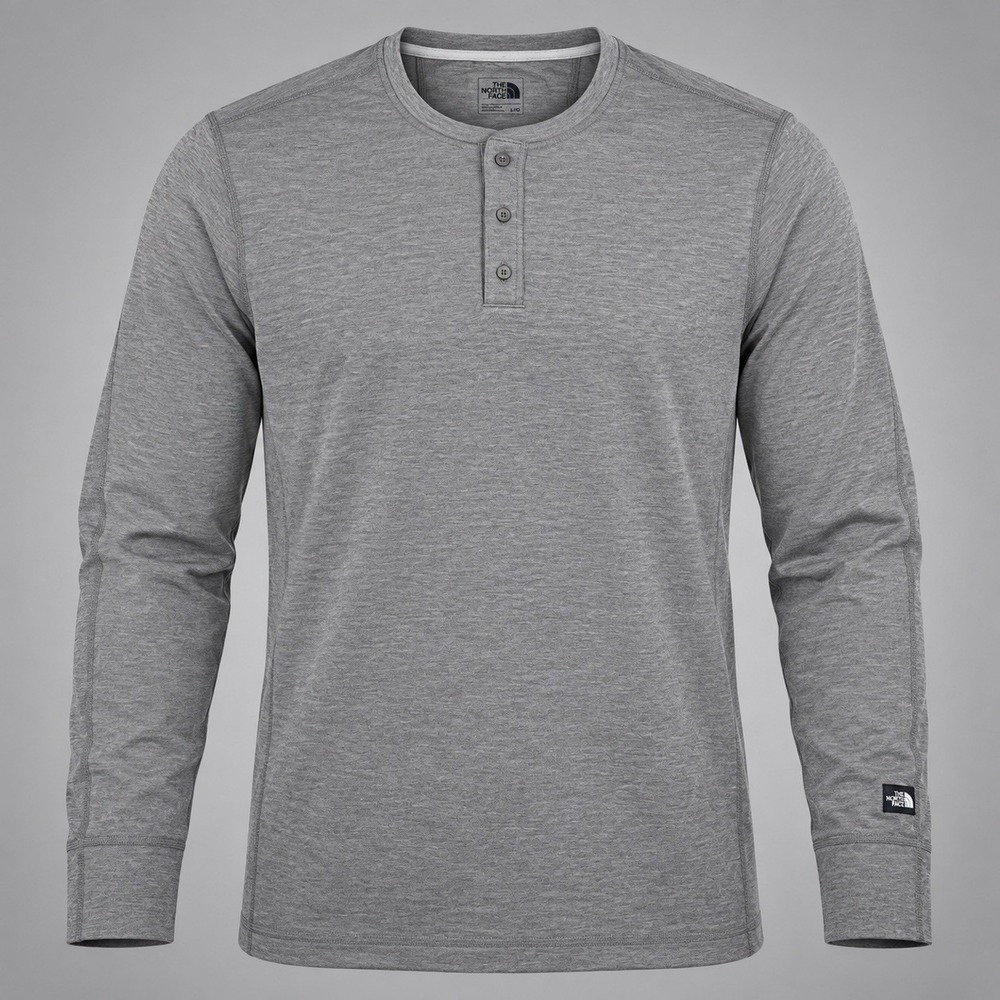 The North Face Grag Henley Shirt Men's Gray Long Sleeve Performance Layer NWT